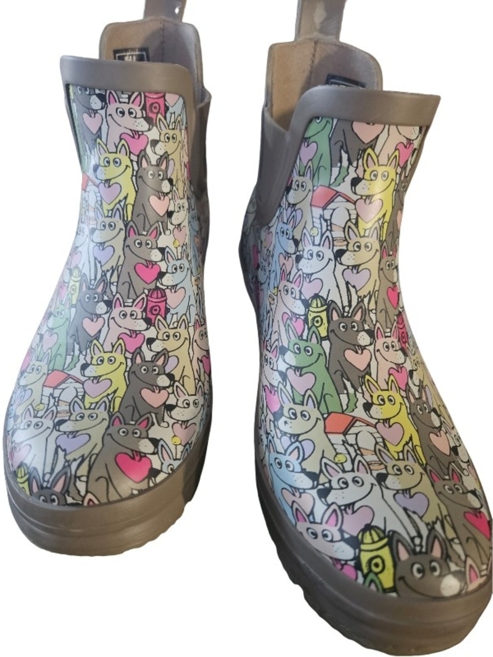 Skechers BOBS Rain Check ankle booties "Puppy Poodles" cartoon size 8